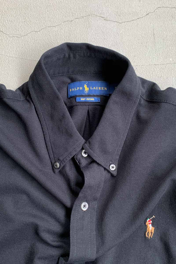 L/S B.D COTTON KNIT OXFORD SHIRT / BLACK [SIZE: XL USED]