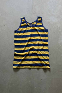 MADE IN USA 90'S BORDER TANK TOP / YELLOW / NAVY [SIZE: L USED]