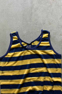 MADE IN USA 90'S BORDER TANK TOP / YELLOW / NAVY [SIZE: L USED]