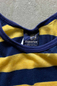 MADE IN USA 90'S BORDER TANK TOP / YELLOW / NAVY [SIZE: L USED]
