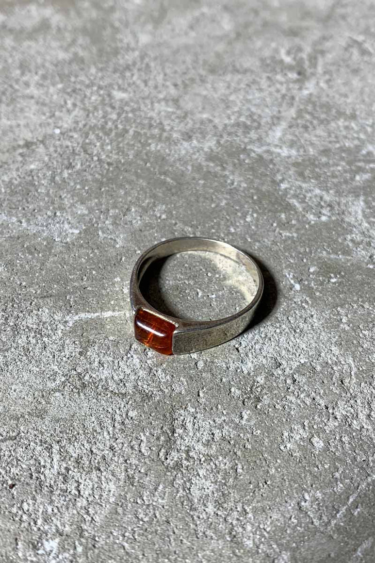 925 SILVER RING W/STONE [SIZE: 17号相当 USED]