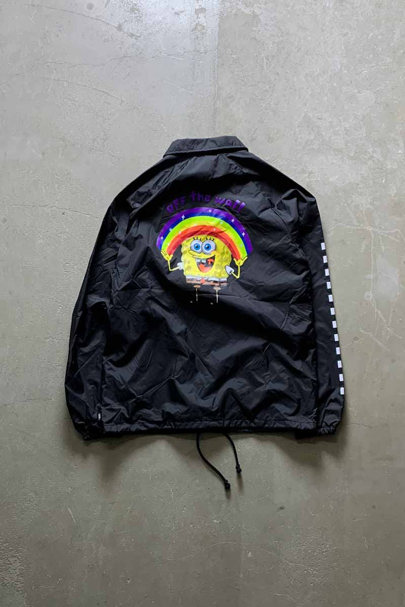 SPONGE BOB BACK PRINT NYLON COACH JACKET / BLACK [SIZE: M NEW]