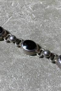 MADE IN MEXICO 925 SILVER T-BAR BRACELET W/ONYX [SIZE: ONE SIZE USED]
