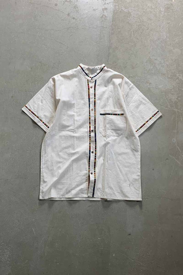 S/S STAND COLLAR SHIRT / IVORY [SIZE: L USED]