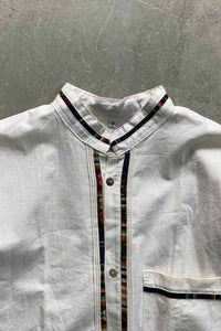 S/S STAND COLLAR SHIRT / IVORY [SIZE: L USED]