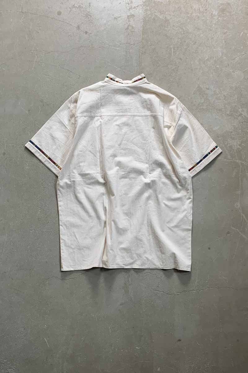 S/S STAND COLLAR SHIRT / IVORY [SIZE: L USED]