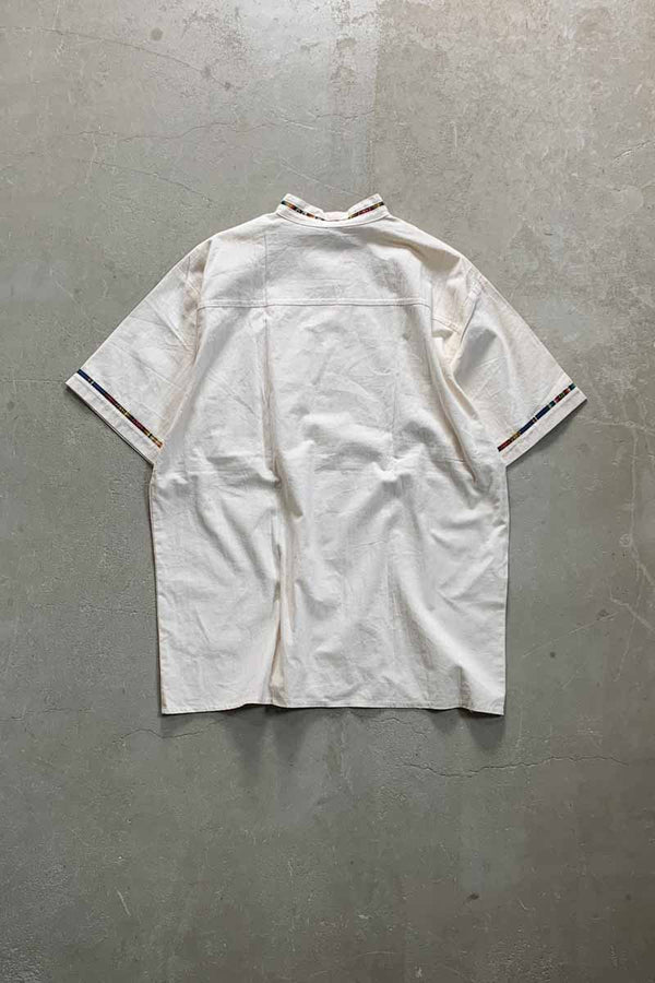 S/S STAND COLLAR SHIRT / IVORY [SIZE: L USED]