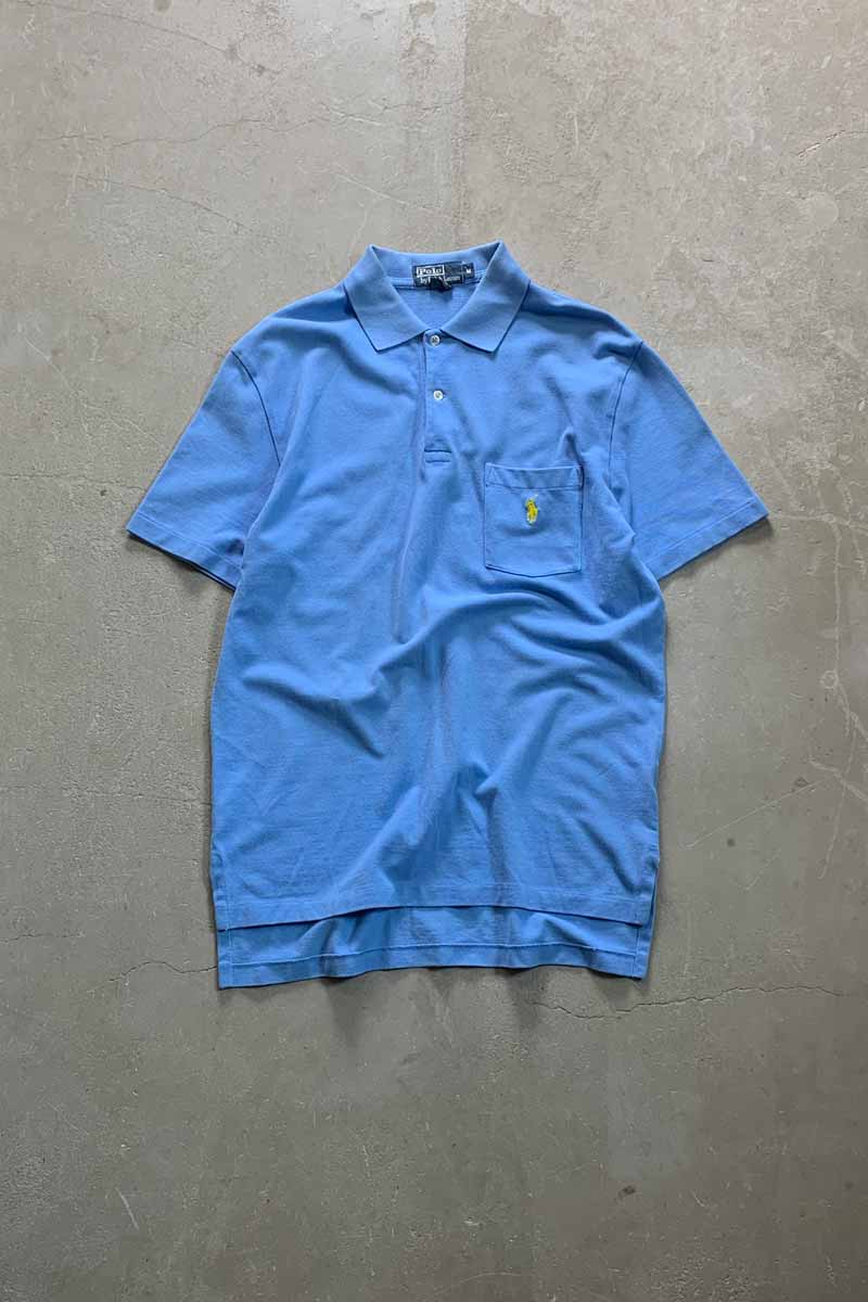 90'S S/S ONE POINT POLO SHIRT / BLUE [SIZE: M USED]
