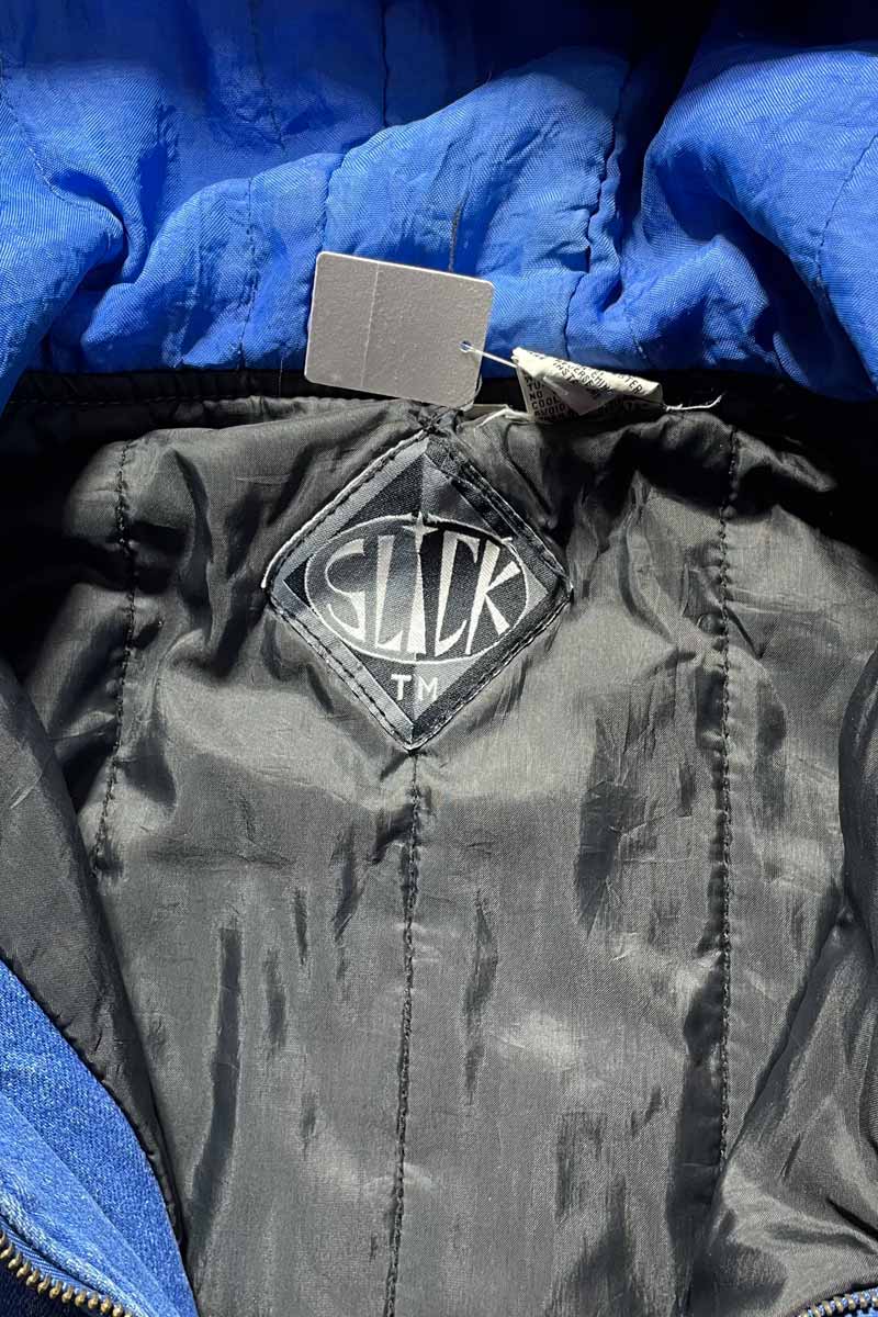 90'S DENIM NYLON ZIP UP HOODIE COAT W/QUILTING / INDIGO [SIZE:M USED]