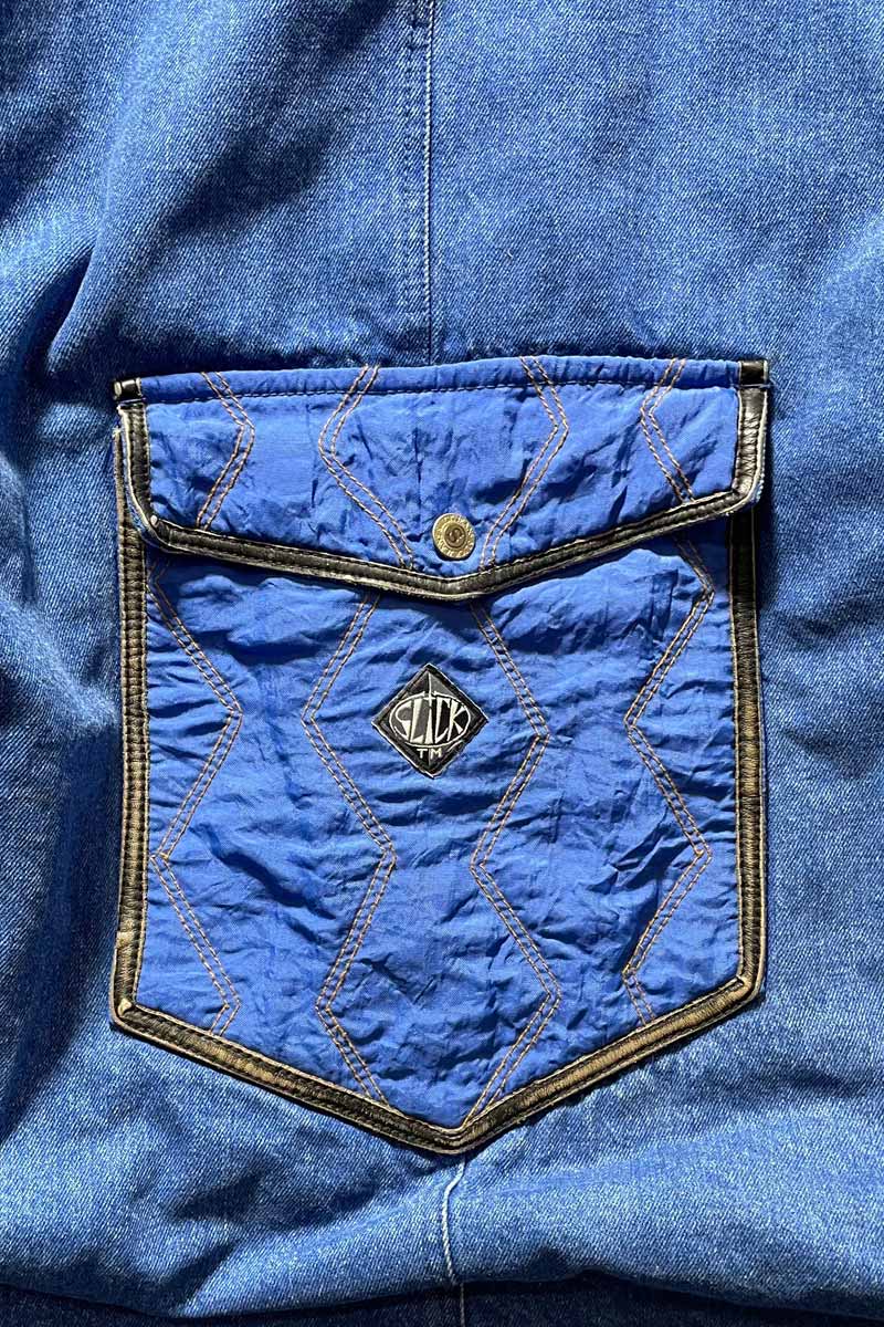90'S DENIM NYLON ZIP UP HOODIE COAT W/QUILTING / INDIGO [SIZE:M USED]
