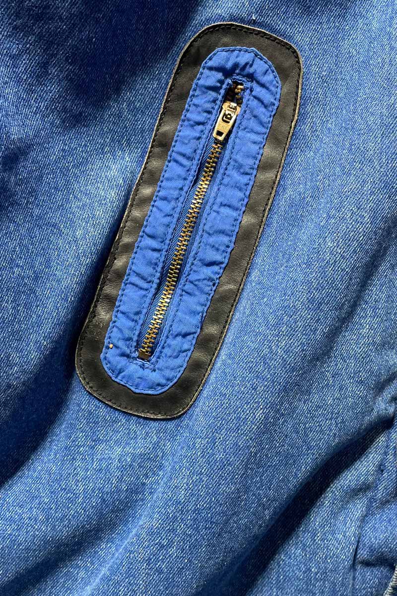 90'S DENIM NYLON ZIP UP HOODIE COAT W/QUILTING / INDIGO [SIZE:M USED]