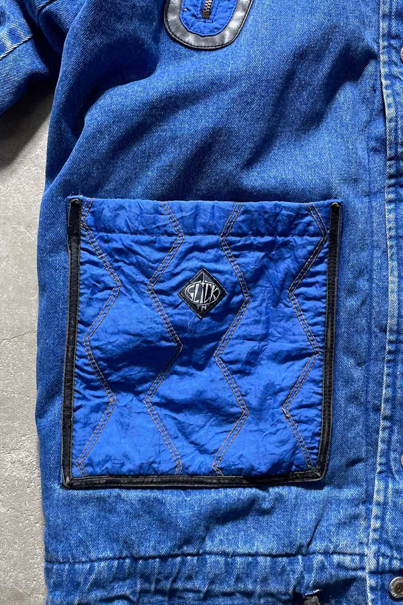 90'S DENIM NYLON ZIP UP HOODIE COAT W/QUILTING / INDIGO [SIZE:M USED]