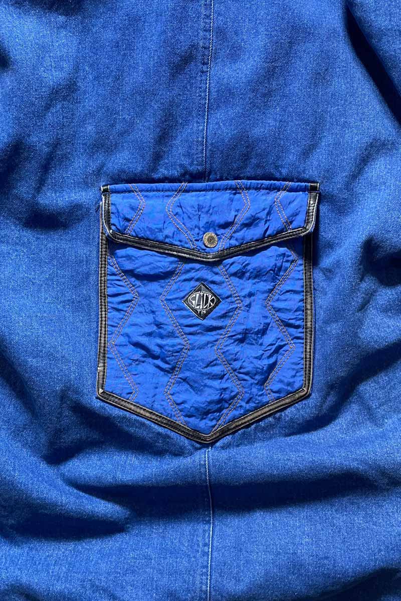 90'S DENIM NYLON ZIP UP HOODIE COAT W/QUILTING / INDIGO [SIZE:M USED]