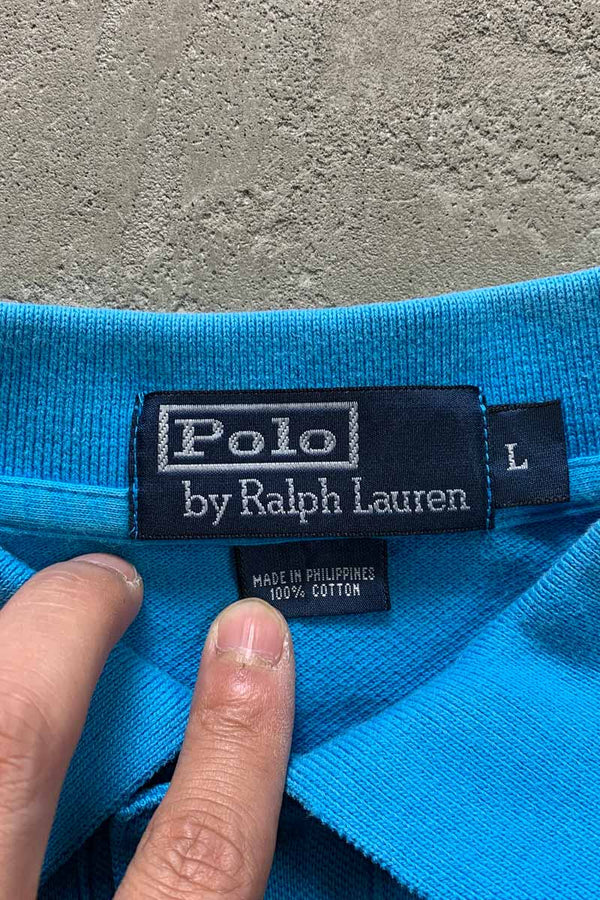 90'S S/S ONE POINT POLO SHIRT / TURQUOISE [SIZE: L USED]