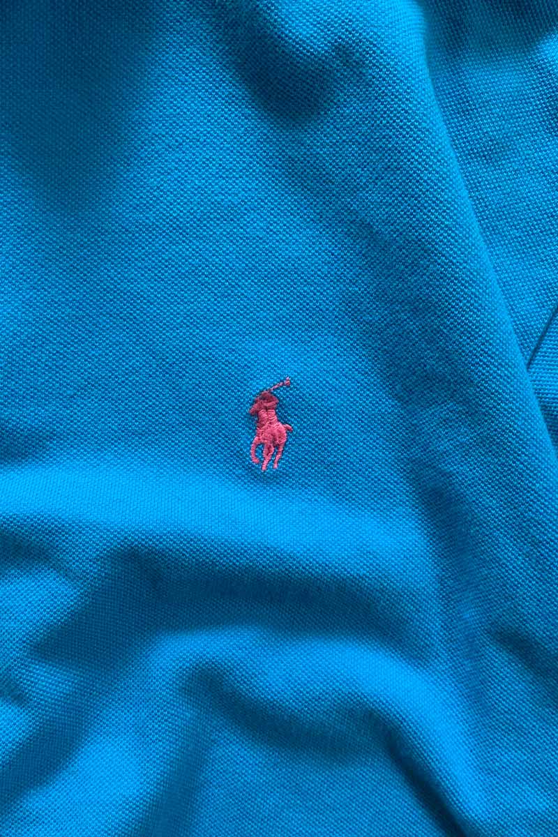 90'S S/S ONE POINT POLO SHIRT / TURQUOISE [SIZE: L USED]