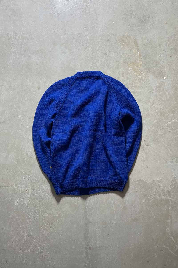 80'S HANDMADE ARGYLE KNIT SWEATER / BLUE [SIZE:M USED]
