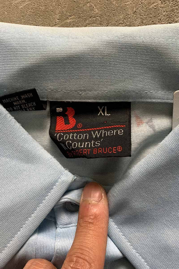 90'S S/S DESIGN POLO SHIRT / LIGHT BLUE [SIZE: XL USED]