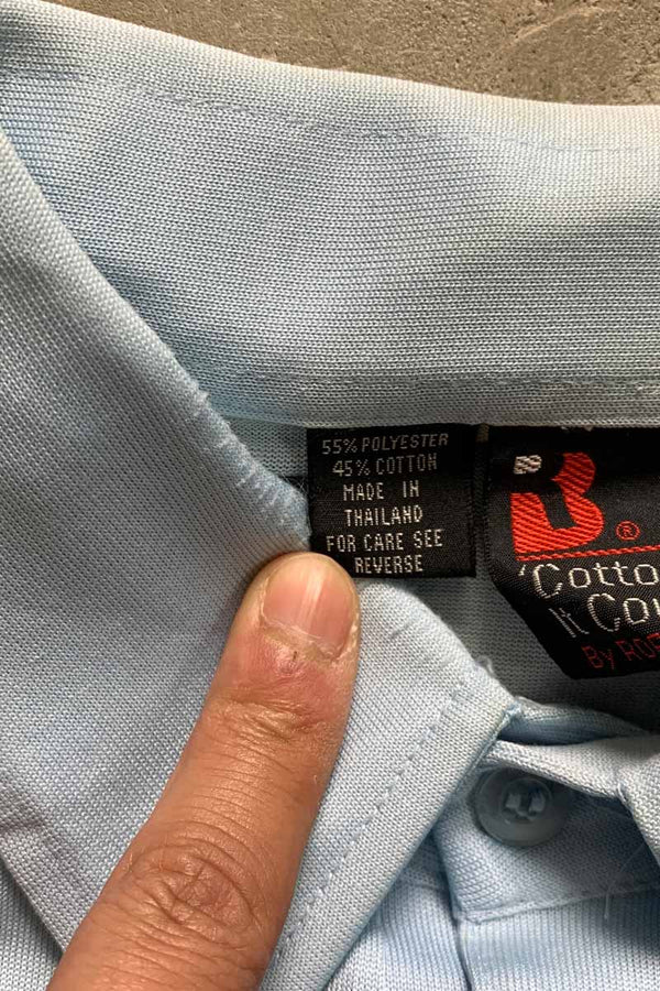 90'S S/S DESIGN POLO SHIRT / LIGHT BLUE [SIZE: XL USED]