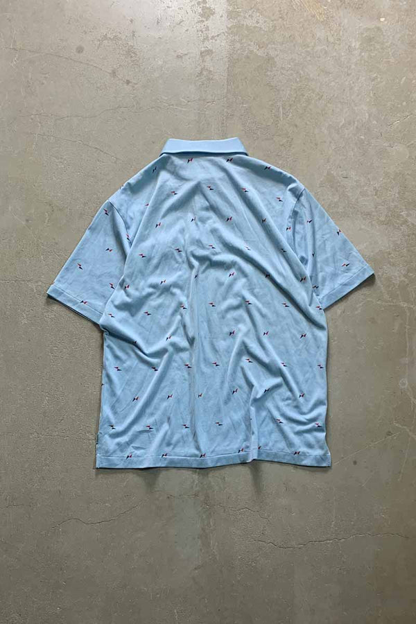 90'S S/S DESIGN POLO SHIRT / LIGHT BLUE [SIZE: XL USED]