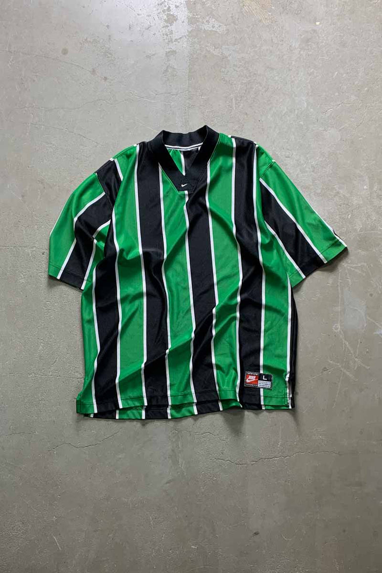 90'S STRIPE GAME SHIRT / GREEN [SIZE: L USED]