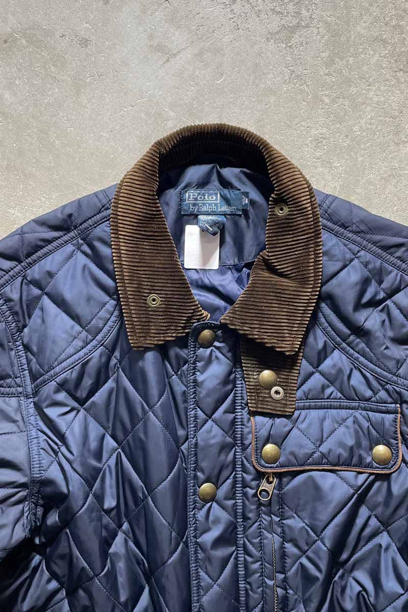 90'S QUILTING PUFF JACKET/ NAVY [SIZE:M USED]