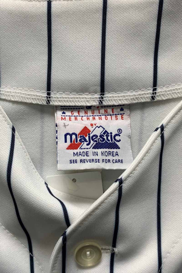 90'S S/S NY YANKEES 2 JETER BASEBALL GAME SHIRT / WHITE [SIZE: L USED]