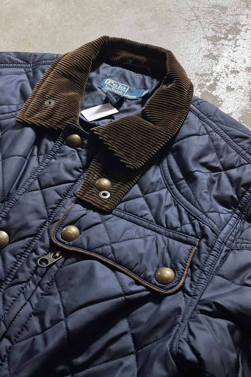 90'S QUILTING PUFF JACKET/ NAVY [SIZE:M USED]