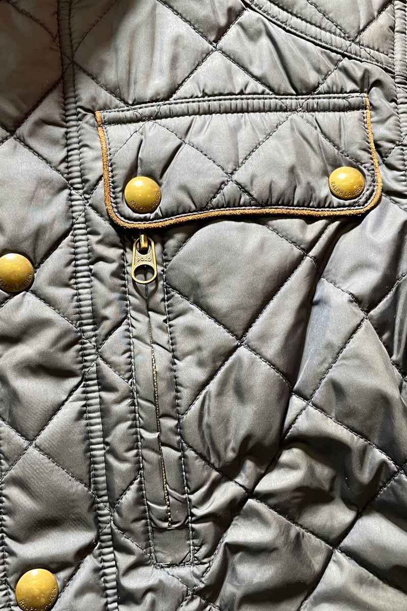 90'S QUILTING PUFF JACKET/ NAVY [SIZE:M USED]