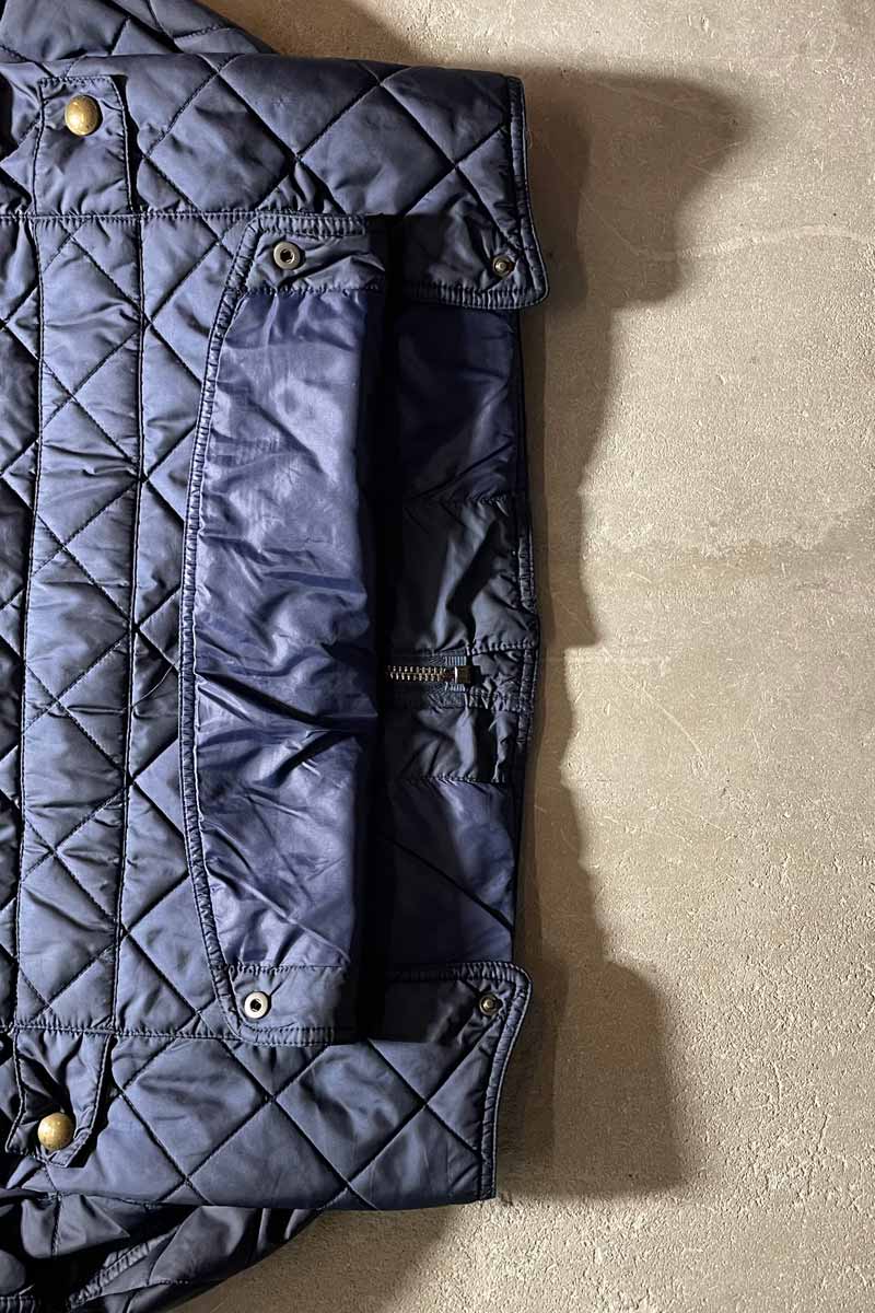 90'S QUILTING PUFF JACKET/ NAVY [SIZE:M USED]