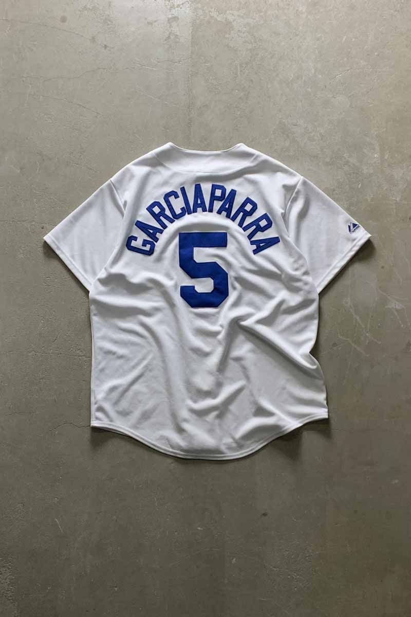 90'S MLB DODGERS GARCIAPARRA 5 BASEBALL SHIRT / WHITE [SIZE: XL USED]