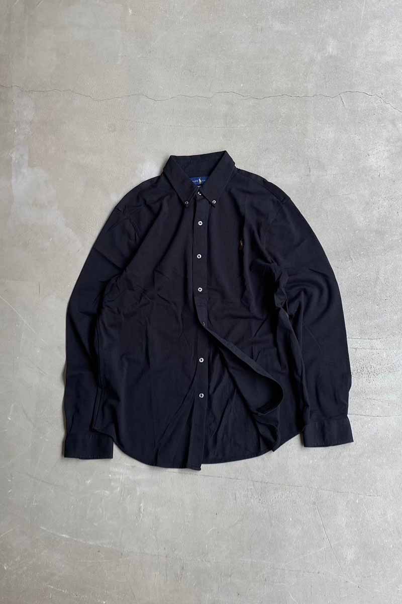 L/S B.D COTTON KNIT OXFORD SHIRT / BLACK [SIZE: XL USED]