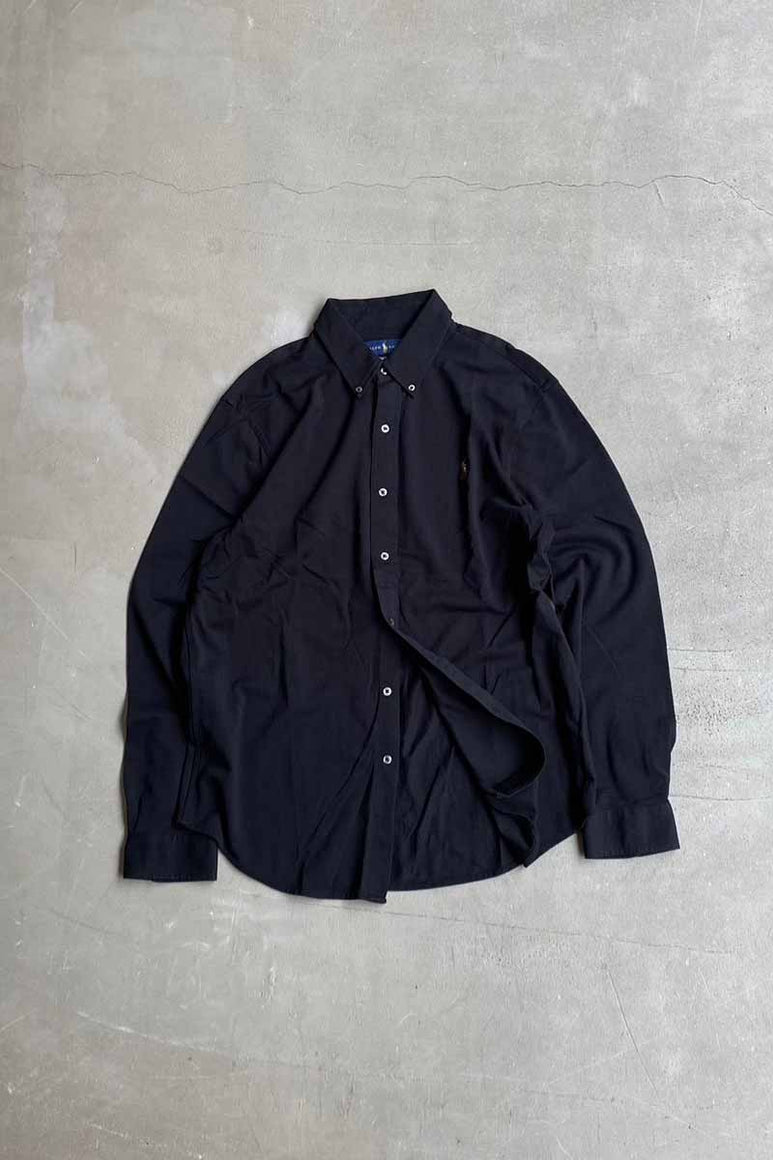 L/S B.D COTTON KNIT OXFORD SHIRT / BLACK [SIZE: XL USED]