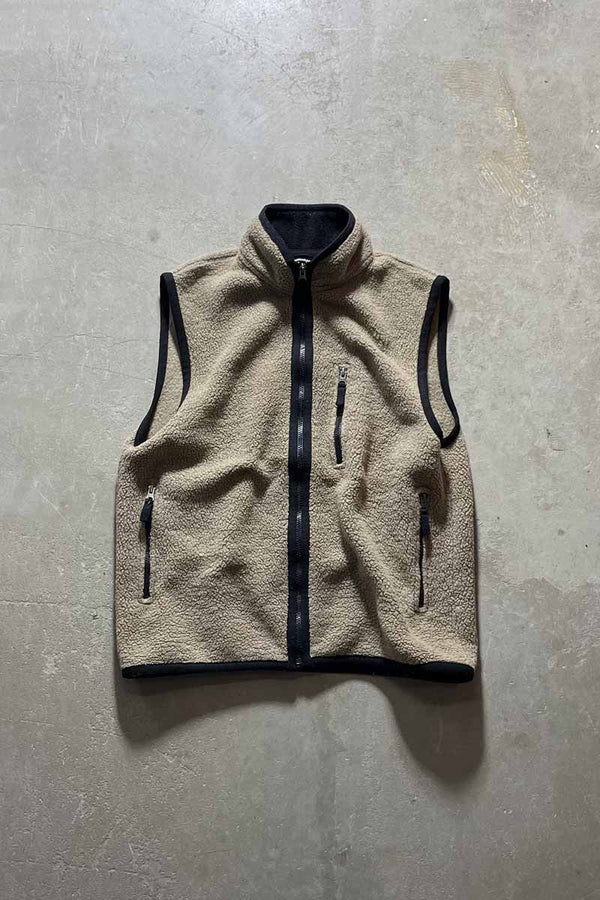 Y2K EARLY 00'S FLEECE VEST/ BEIGE [SIZE:M USED]
