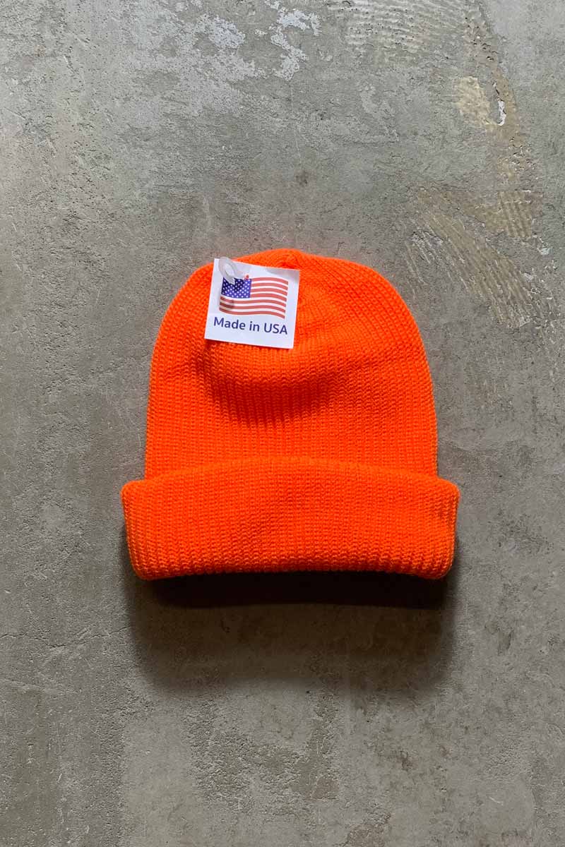 MADE IN USA ACRYLIC WATCH KNIT CAP / BRAZE ORANGE [NEW]