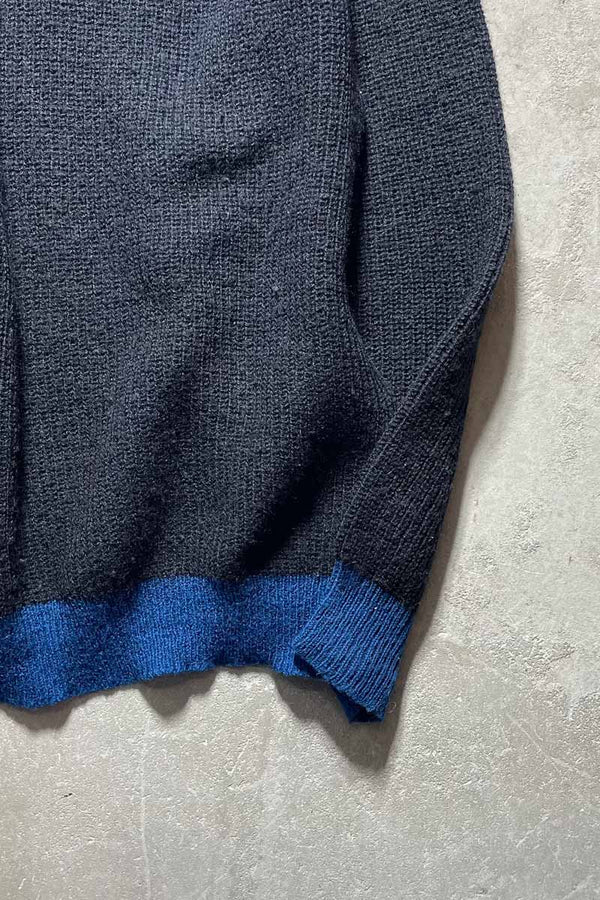 MADE IN ITALY 90'S HI-NECK SHOULDER SNAP ACRYLIC WOOL KNIT SWEATER / BLACK [SIZE:S USED]