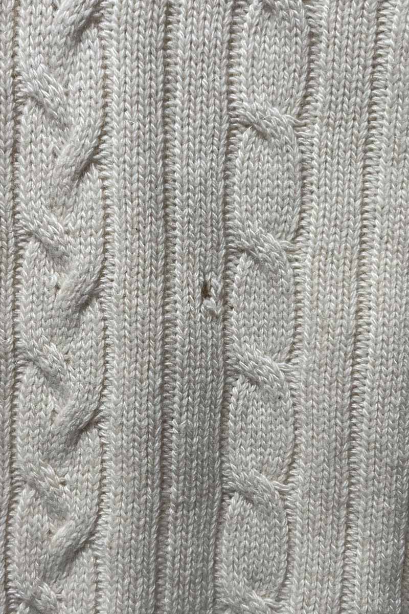 MADE IN SCOTLAND 90'S CASHMERE TILDEN CABLE KNIT SWEATER / WHITE [SIZE:L USED]
