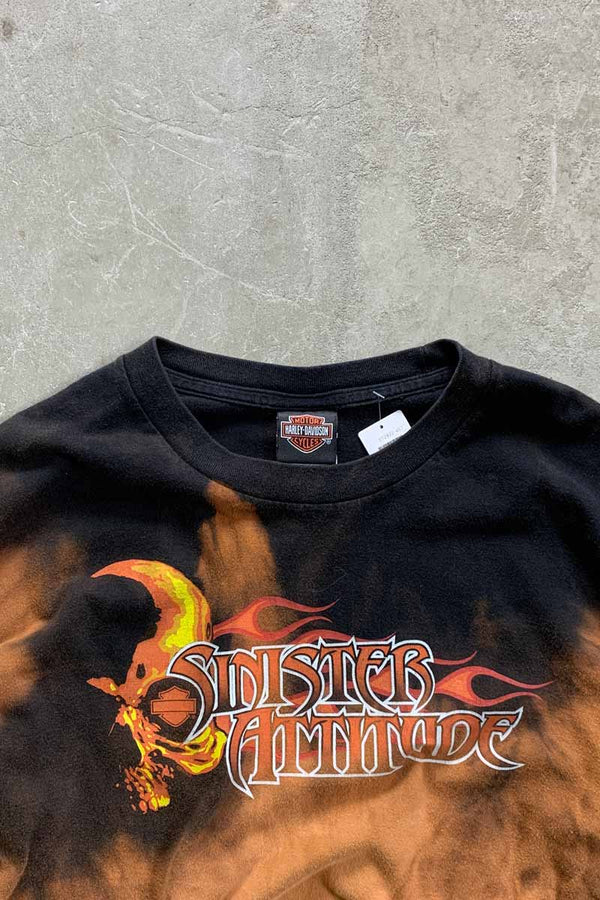 11'S L/S SINISTER ATTITUDE PRINT BLEACH T-SHIRT / BLACK [SIZE: XL USED]