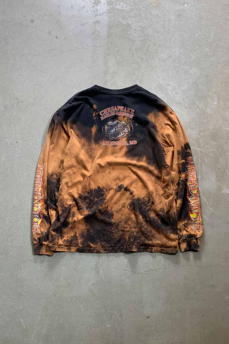 11'S L/S SINISTER ATTITUDE PRINT BLEACH T-SHIRT / BLACK [SIZE: XL USED]