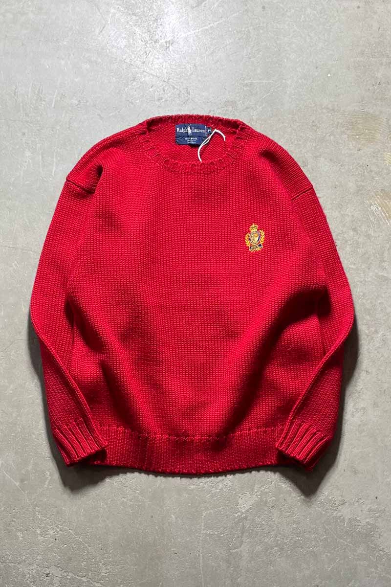 90s WOOL KNIT SWEATER / RED [SIZE:M USED]