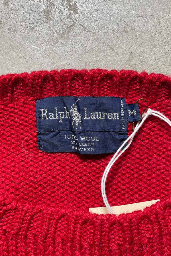 90s WOOL KNIT SWEATER / RED [SIZE:M USED]