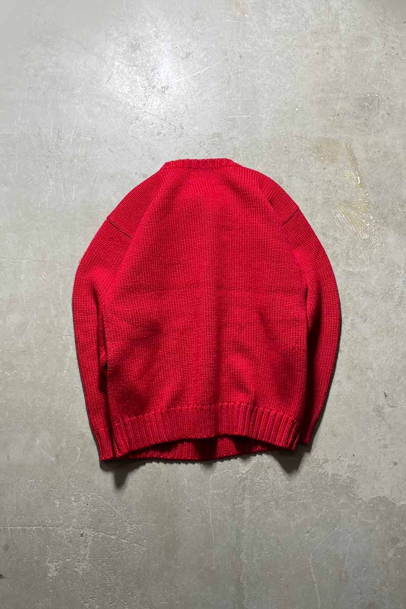 90s WOOL KNIT SWEATER / RED [SIZE:M USED]