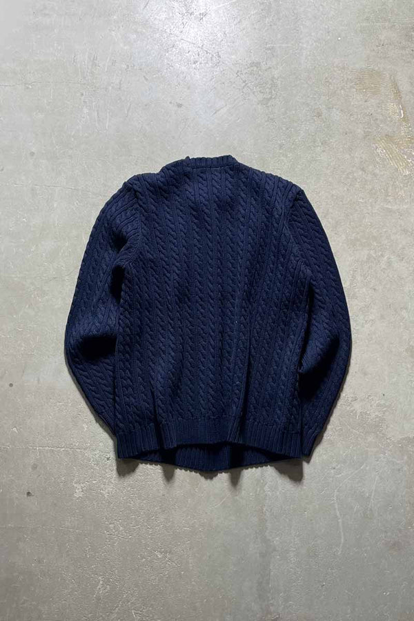 CABLE COTTON KNIT SWEATER / NAVY [SIZE:L USED]