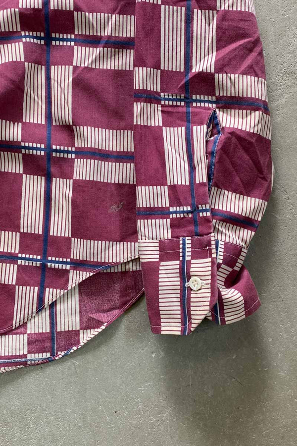 70'S L/S DESIGN CHECK SHIRT / PURPLE [SIZE: M USED]