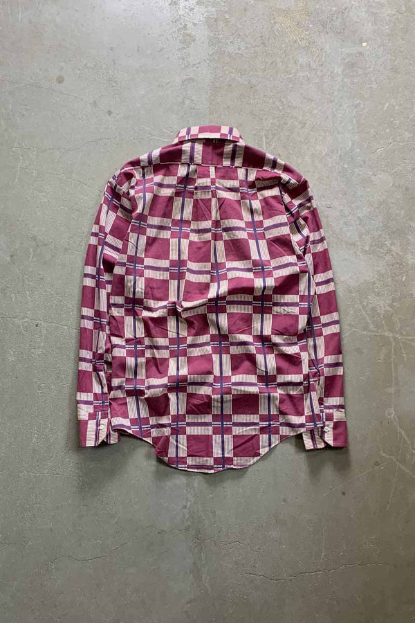 70'S L/S DESIGN CHECK SHIRT / PURPLE [SIZE: M USED]