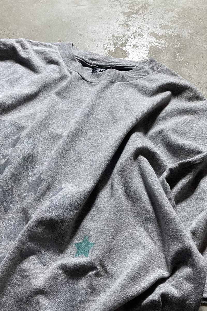 MADE IN MEXICO Y2K EARLY 00'S STAR PRINT T-SHIRT / GRAY [SIZE: XL USED]