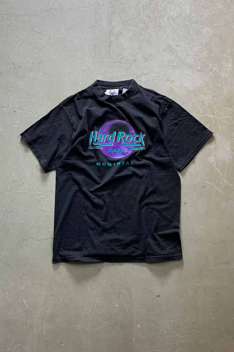 MADE IN CANADA EARLY 00'S MONTREAL LOGO PRINT ADVERTISING T-SHIRT / BLACK [SIZE: L USED]
