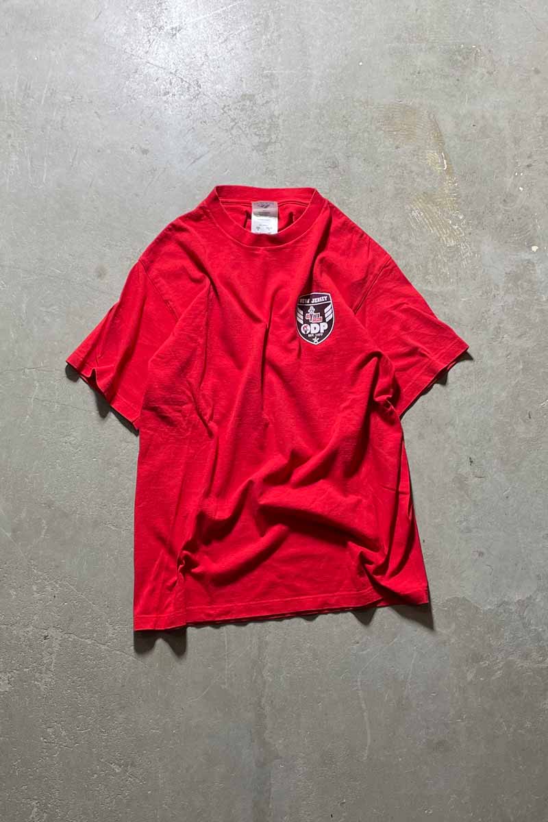 LOGO BACK PRINT T-SHIRT / RED [SIZE: S USED]