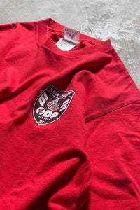 LOGO BACK PRINT T-SHIRT / RED [SIZE: S USED]