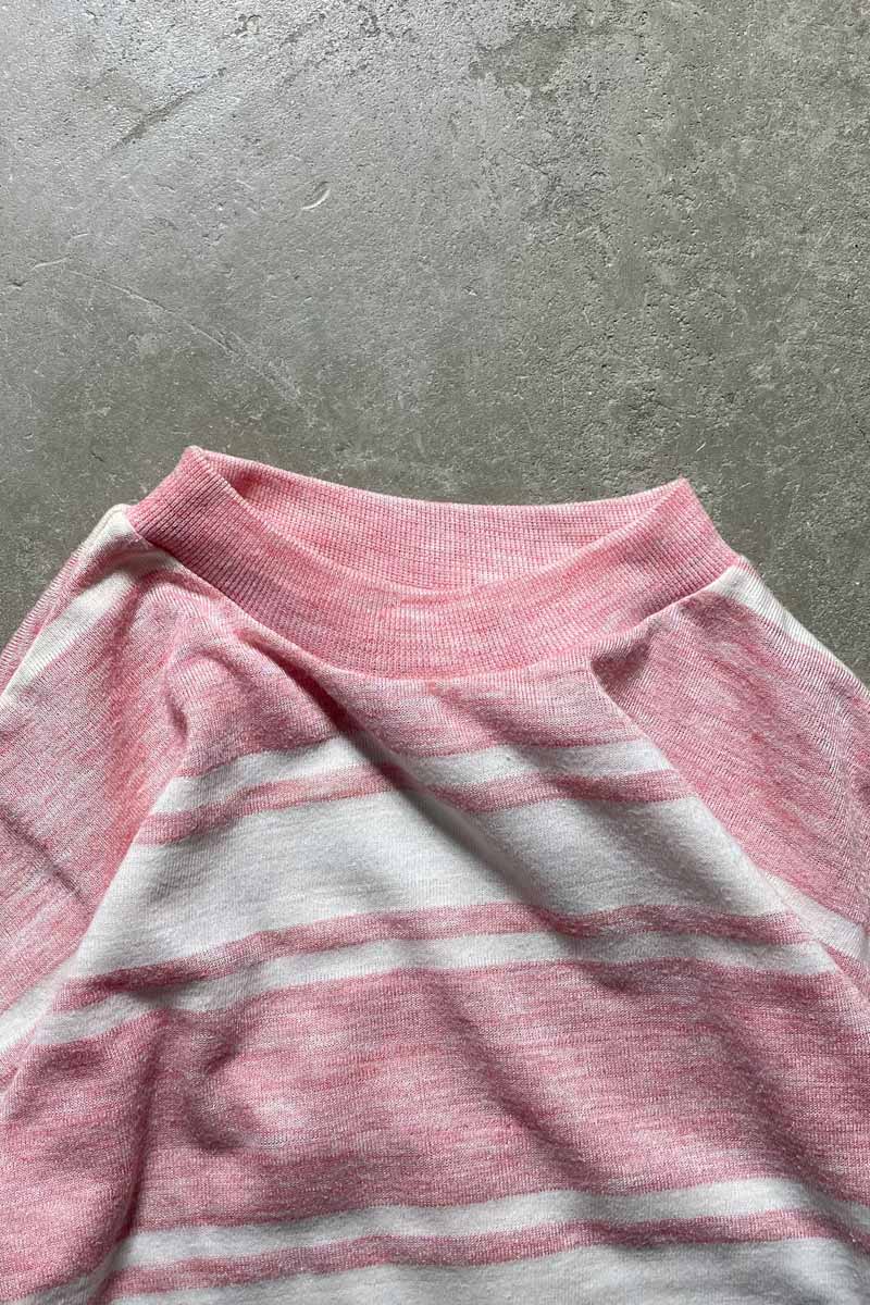MADE IN USA 90'S BORDER T-SHIRT / PINK [SIZE: XL USED]