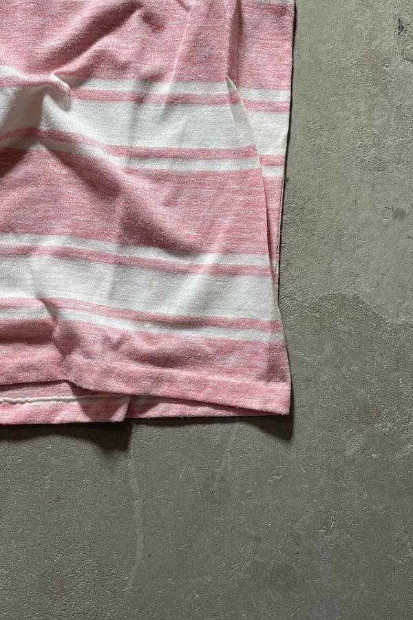 MADE IN USA 90'S BORDER T-SHIRT / PINK [SIZE: XL USED]